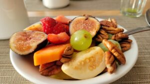 Breakfast at Hyatt House Mexico City, plate of fruit and nuts