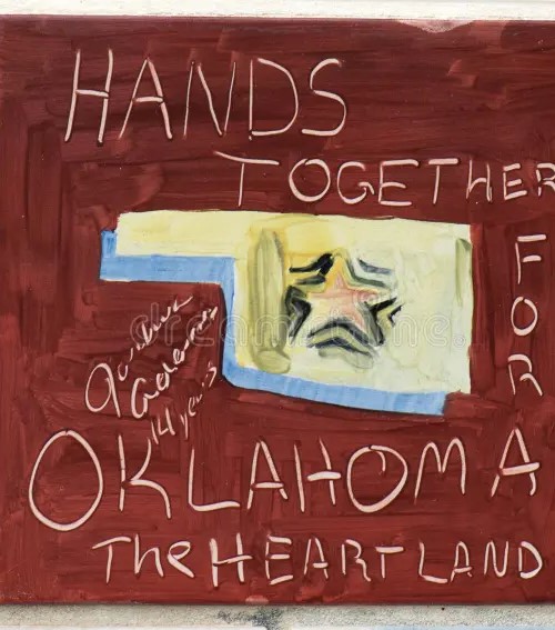 Tile painted by children of oklahoma at oklahoma national memorial